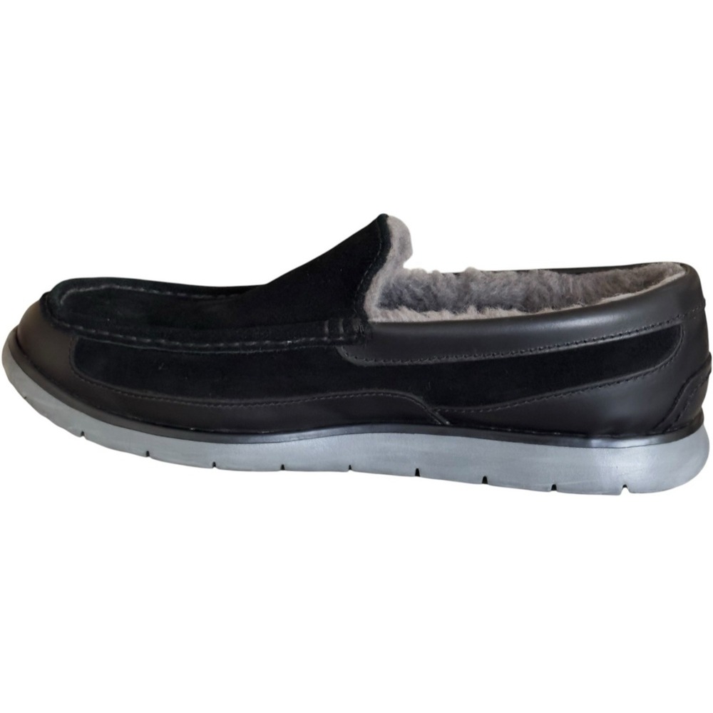 UGG Energ Black Suede Shearling Lined Slip On Loafers Men's 10 Comfort